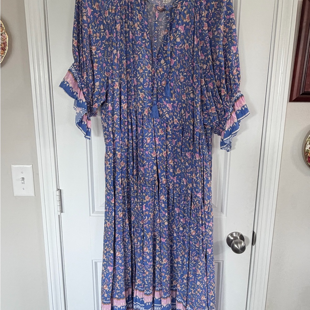 Wonderly Blue and Pink Floral Maxi Dress